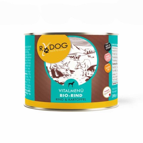 Dog Accessories Wet pet food RyDog Vital Menu Organic Beef (Vitalmenü Bio-Rind) 200g 6 Piece -1- Anifit
